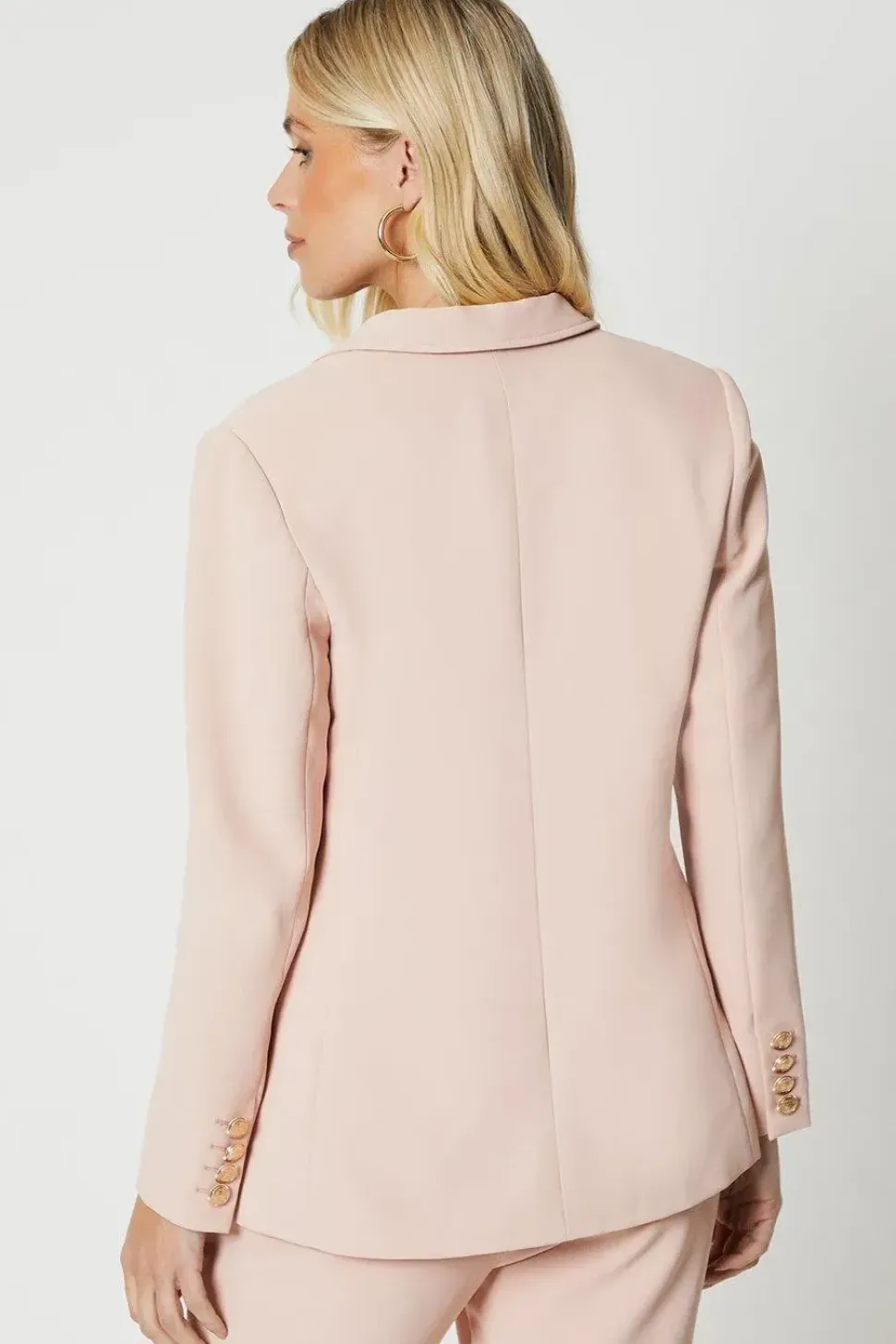 Petite Premium Single Breasted Military Button Blazer