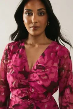 Petite Printed Belted Tier Maxi Dress