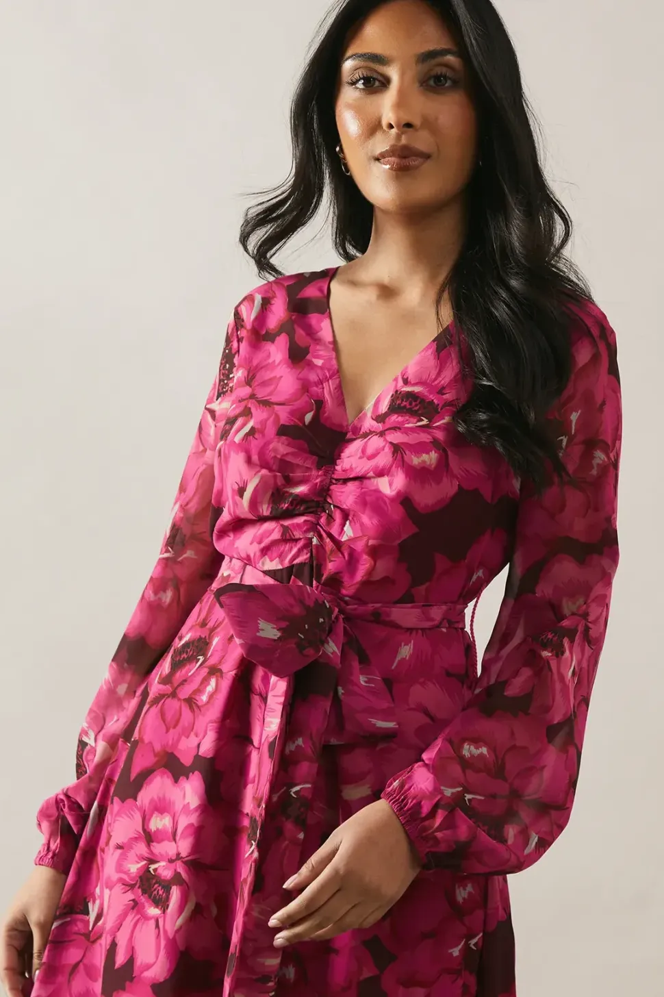 Petite Printed Belted Tier Maxi Dress