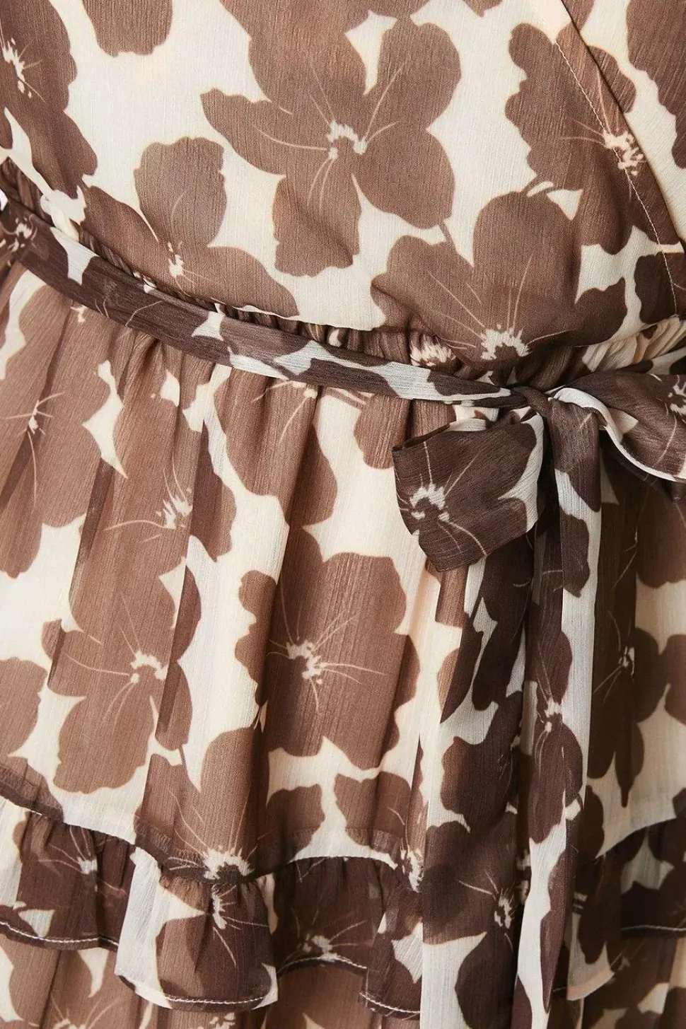 Petite Printed Chiffon Wrap Tier Mini Dress