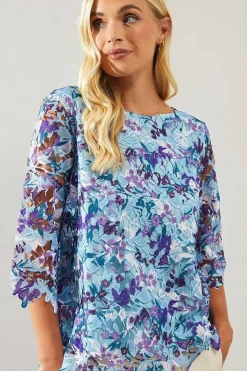 Petite Printed Lace Top