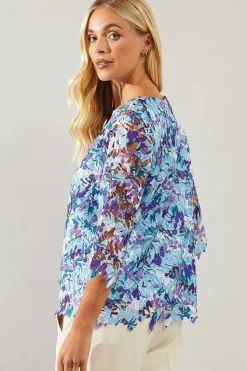 Petite Printed Lace Top