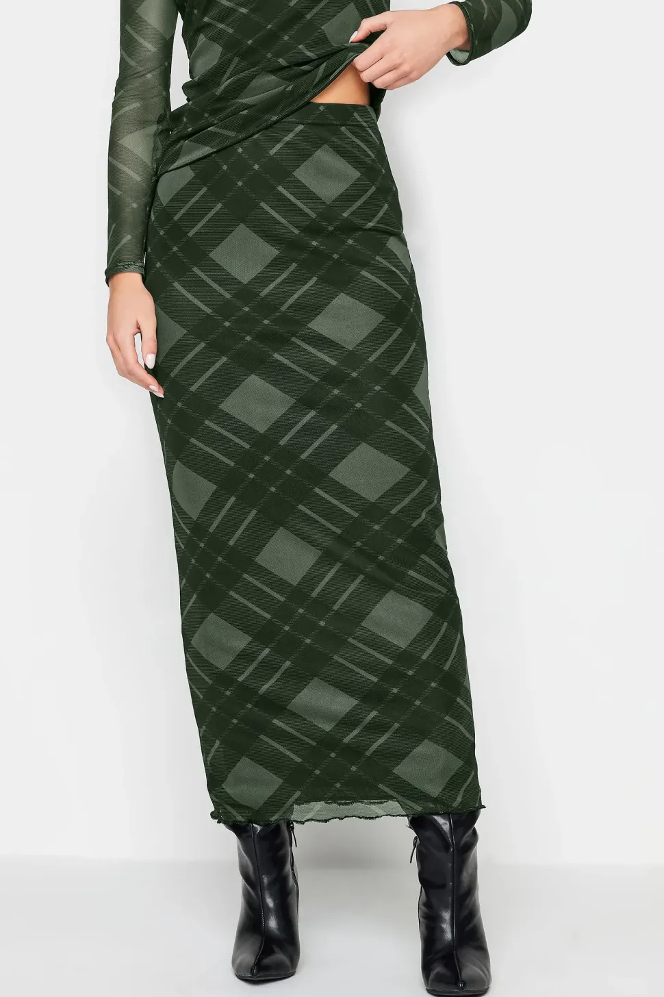 Petite Printed Mesh Maxi Skirt
