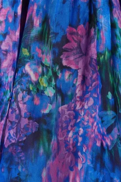 Petite Printed Organza Notch Neck Midi Dress