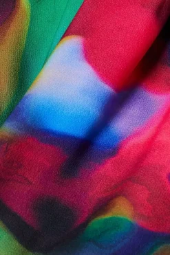 Petite Printed Puff Sleeve Midi Dress