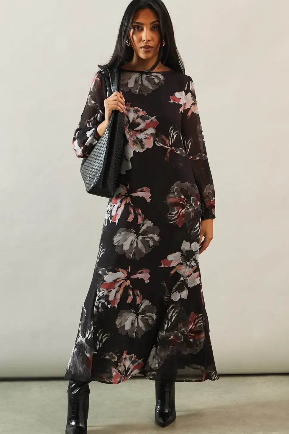 Petite Printed Tie Back Maxi Dress