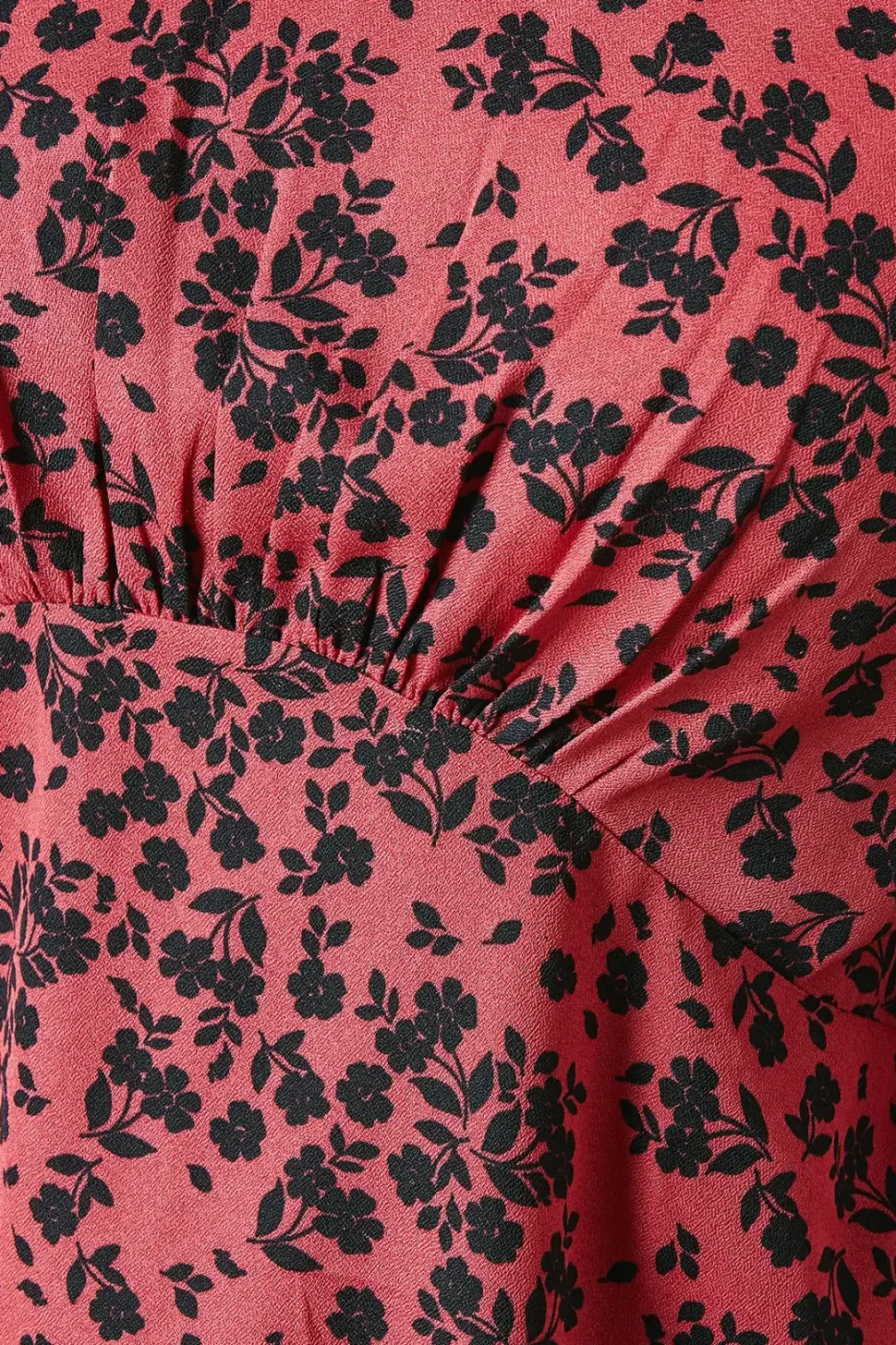 Petite Red Floral Long Sleeve Tea Blouse