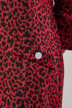 Petite Red Leopard Jacquard Ponte Shift Dress