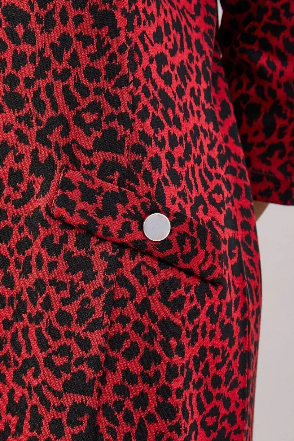 Petite Red Leopard Jacquard Ponte Shift Dress