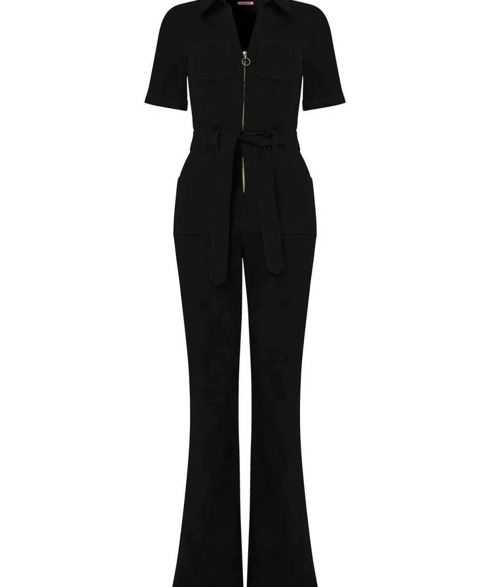 PETITE Retro Denim Zip-Front Jumpsuit