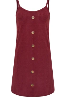 Petite Ribbed Button Mini Dress