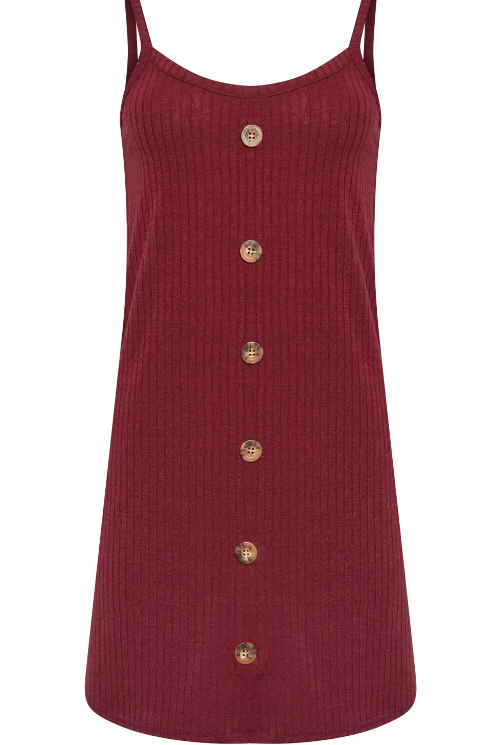 Petite Ribbed Button Mini Dress
