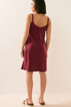 Petite Ribbed Button Mini Dress