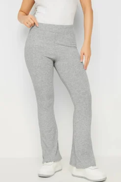 Petite Ribbed Flared Trousers
