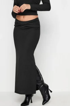 Petite Ribbed Twist Front Skirt