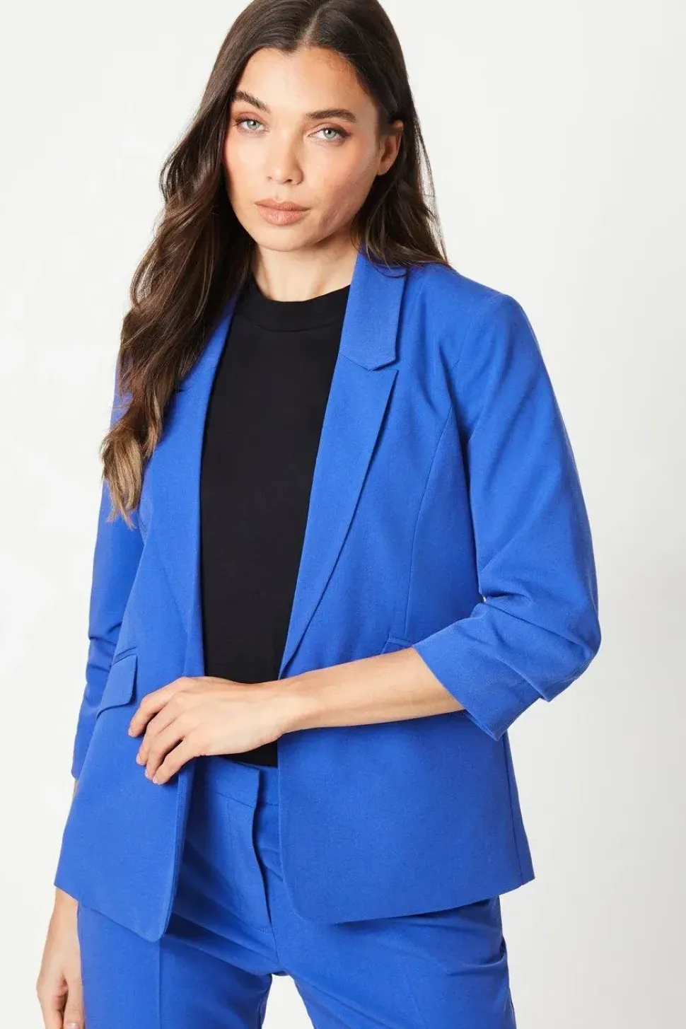 Petite Ruched Sleeve Blazer