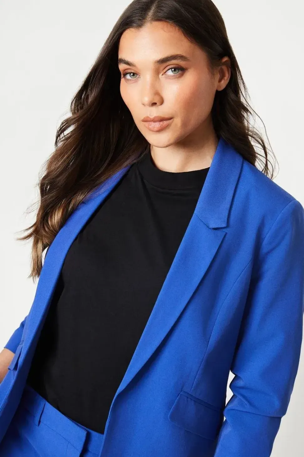 Petite Ruched Sleeve Blazer