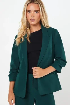 Petite Ruched Sleeve Blazer