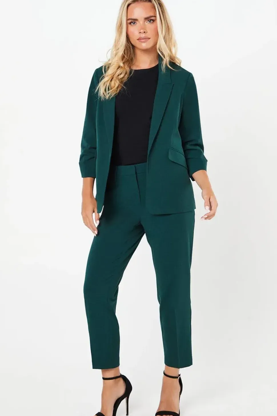 Petite Ruched Sleeve Blazer