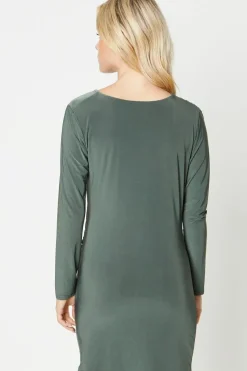 Petite Ruche Side Long Sleeve Mini Dress