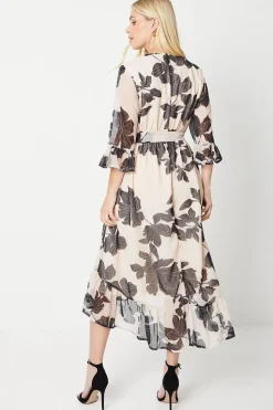 Petite Ruffle Detail Hi Lo Hem Dress