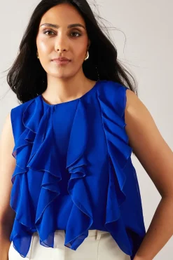 Petite Ruffle Detail Sleeveless Blouse