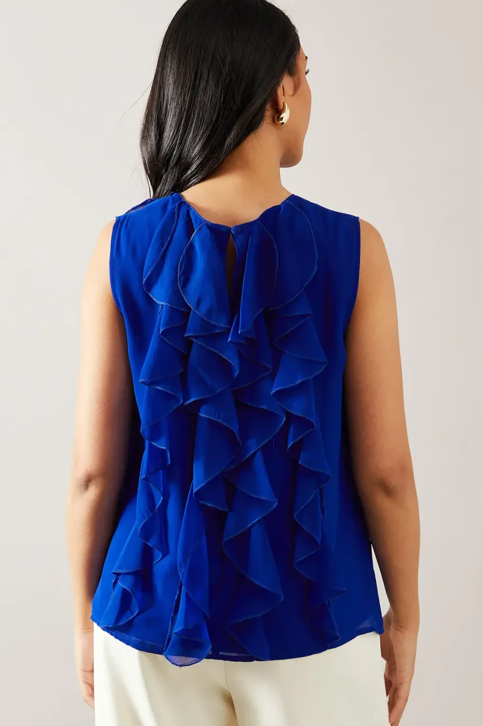 Petite Ruffle Detail Sleeveless Blouse