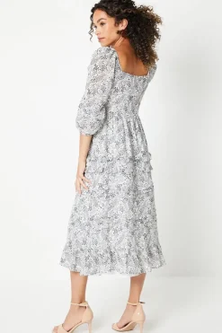 Petite Ruffle Detail Sweetheart Chiffon Midi Dress