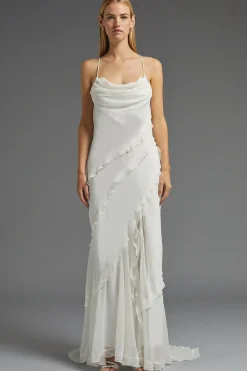 Petite Ruffle Detail Tiered Hem Maxi Dress