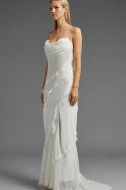 Petite Ruffle Detail Tiered Hem Maxi Dress