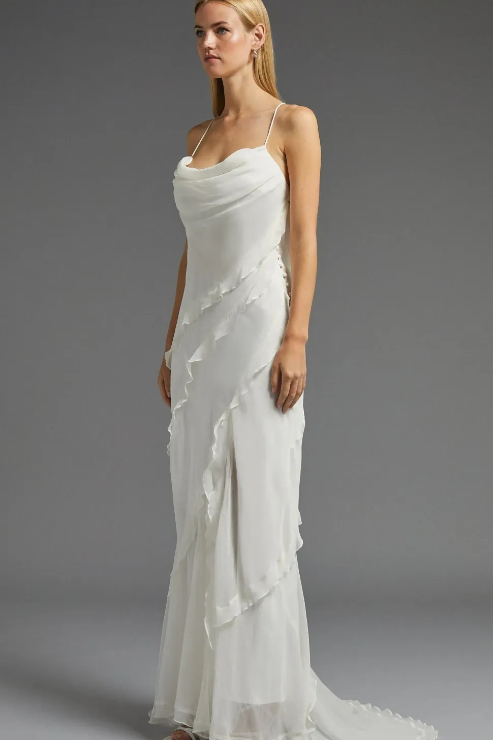 Petite Ruffle Detail Tiered Hem Maxi Dress