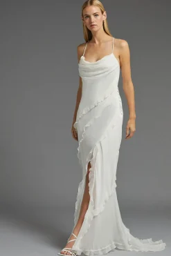 Petite Ruffle Detail Tiered Hem Maxi Dress