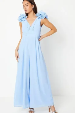 Petite Ruffle Shoulder Georgette Jumpsuit