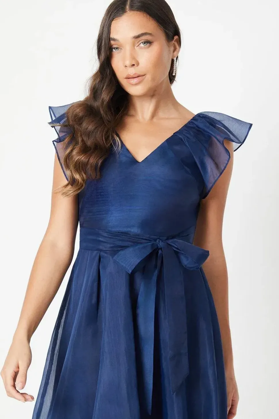 Petite Ruffle Shoulder High Low Dress