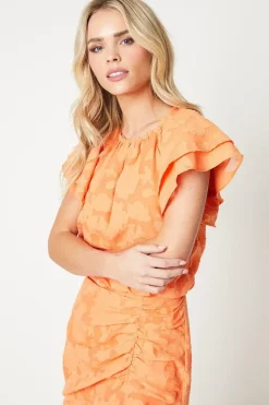 Petite Ruffle Skirt Maxi Dress In Goergette Jacquard