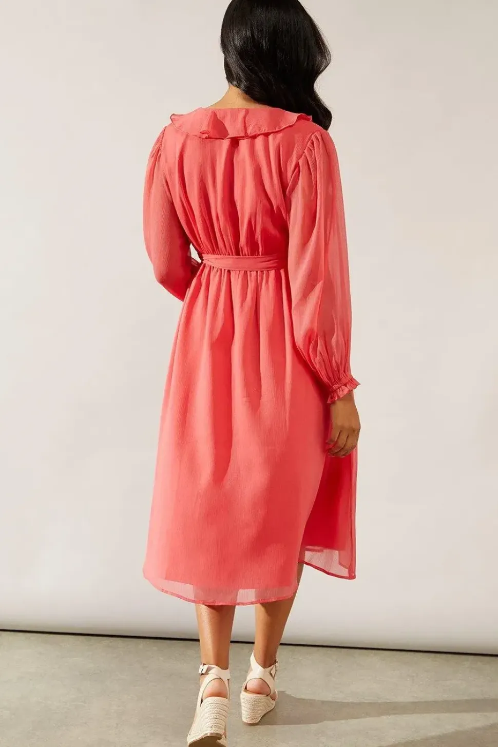 Petite Ruffle Wrap Midi Dress
