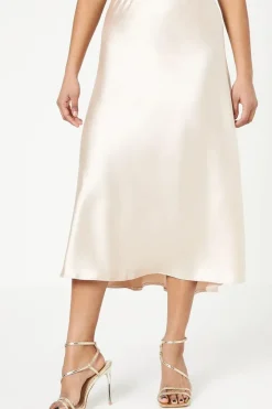 Petite Satin Bias Cut Midi Skirt