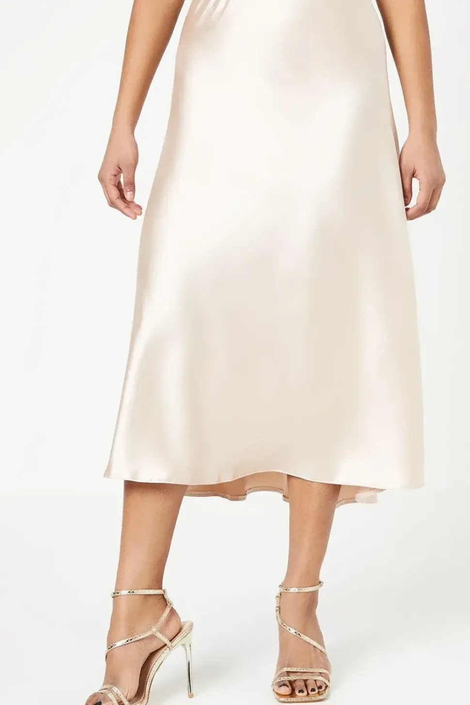 Petite Satin Bias Cut Midi Skirt