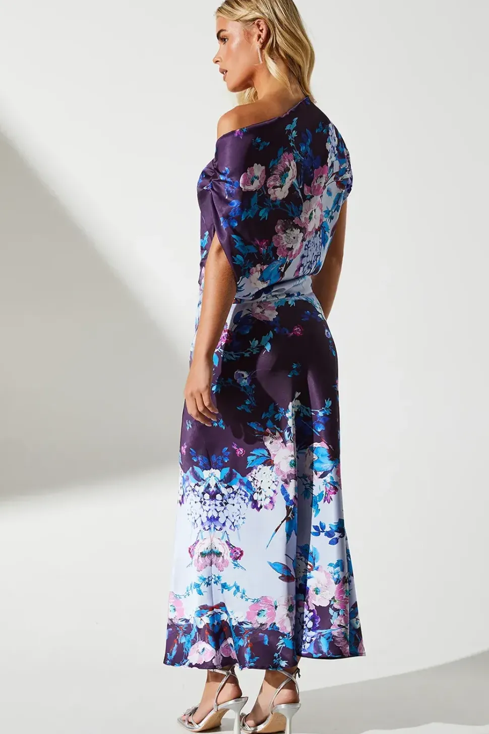 Petite Satin Bias Cut Midi Wedding Guest Dress