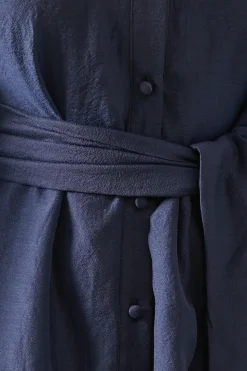 Petite Satin Detail Organza Midi Shirt Dress