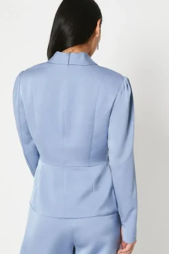 Petite Satin Drape Front Satin Blazer