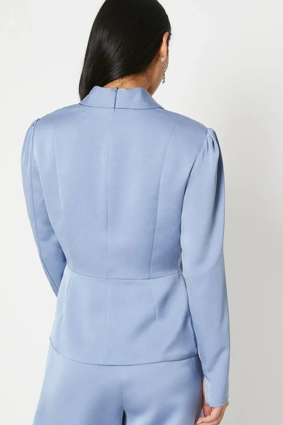 Petite Satin Drape Front Satin Blazer
