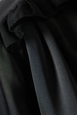 Petite Satin Flute Sleeve Frill Detail Blouse