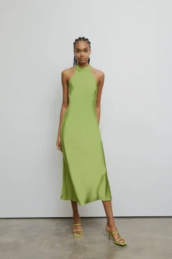 Petite Satin Halter Neck Backless Slip Dress