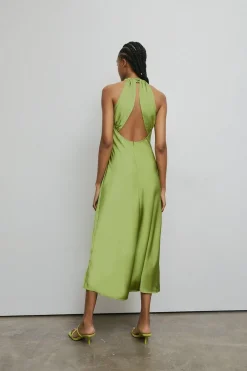 Petite Satin Halter Neck Backless Slip Dress