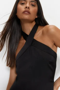 Petite Satin Halterneck Jumpsuit