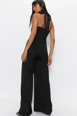 Petite Satin Halterneck Jumpsuit