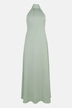 Petite Satin Halter Neck Midi Dress