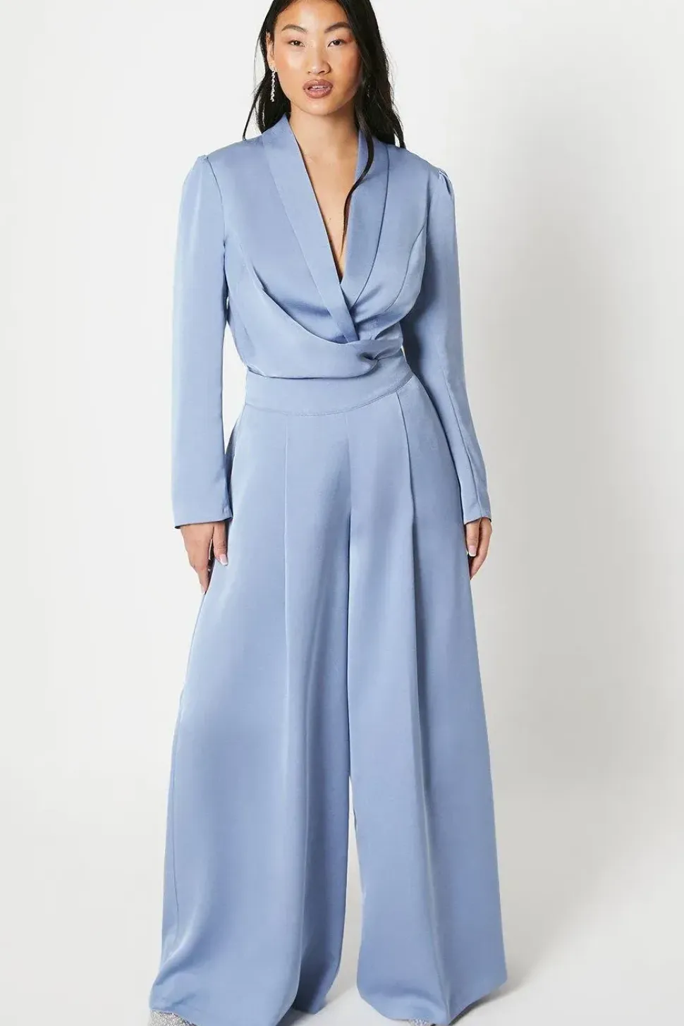 Petite Satin Wide Leg Trouser