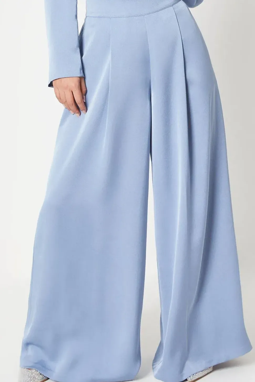 Petite Satin Wide Leg Trouser